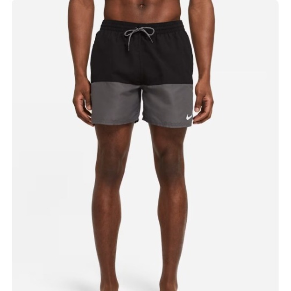 NWT Nike Swim 5" Brief-Lined Volley Short Colorblock Swim Black Gray Small